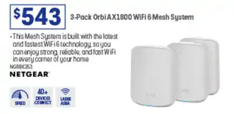 Officeworks 3 Pack Orbi AX1800 WiFi 6 Mesh System offer