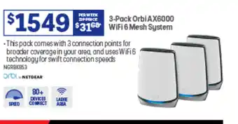 Officeworks 3 Pack Orbi AX6000 WiFi 6 Mesh System offer