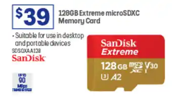 Officeworks 128GB Extreme microSDXC Memory Card offer