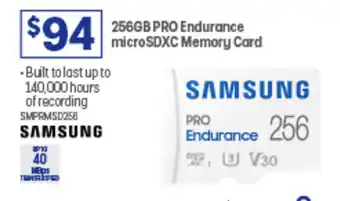 Officeworks 256GB PRO Endurance microSDXC Memory Card offer