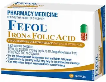 Discount Drug Stores Fefol Iron & Folic Acid 30 Capsules offer