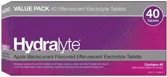 Hydralyte Effervescent Electrolyte Tablets Apple Blackcurrant Flavour 40 Pack