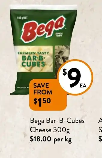Foodworks Bega Bar-B Cubes Cheese 500g offer