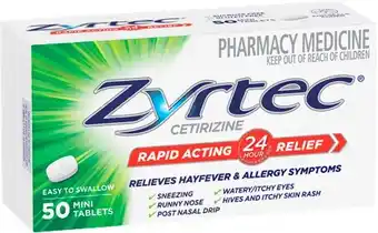 Discount Drug Stores Zyrtec Hayfever & Allergy Relief 50 Mini Tablets offer