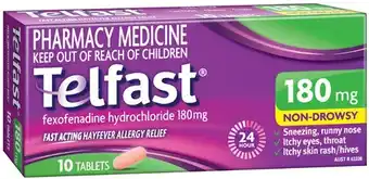 Discount Drug Stores Telfast Hayfever Allergy Relief 180mg 10 Tablets offer
