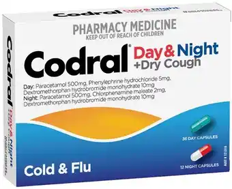 Discount Drug Stores Codral Cold & Flu Day & Night +Dry Cough 48 Capsules offer