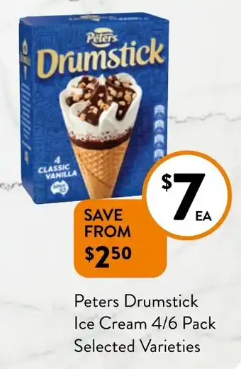 Foodworks Peters Drumstick Ice Cream 4/6 Pack offer