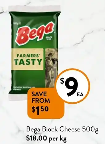 Foodworks Bega Block Cheese 500g offer