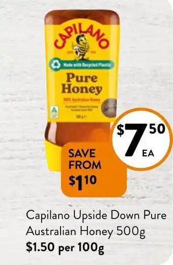 Foodworks Capilano Upside Down Pure Australian Honey 500g offer