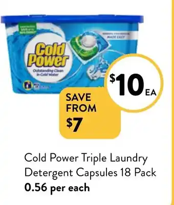 Foodworks Cold Power Triple Laundry Detergent Capsules 18 Pack offer