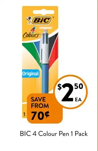Foodworks BIC 4 Colour Pen 1 Pack offer