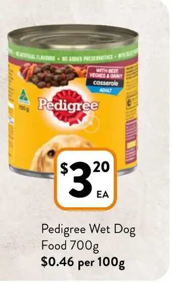 Foodworks Pedigree Wet Dog Food 700g offer