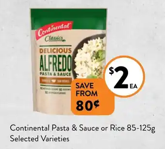 Foodworks Continental Pasta & Sauce or Rice 85-125g offer