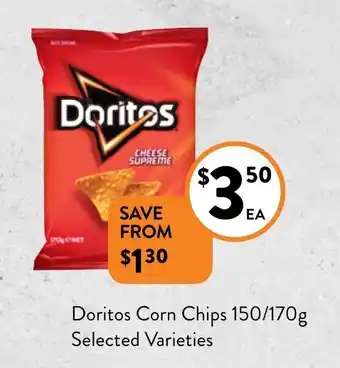 Foodworks Doritos Corn Chips 150/170g offer