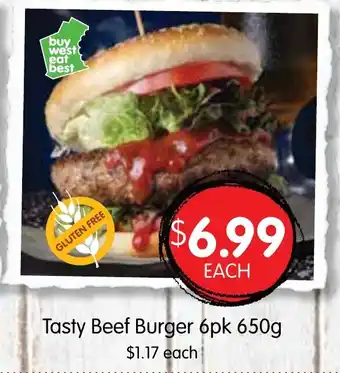 Spudshed Tasty Beef Burger 6pk 650g offer