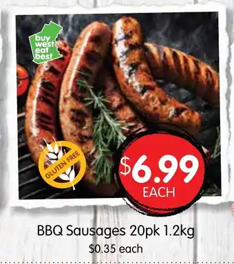 Spudshed BBQ Sausages 20pk 1.2kg offer