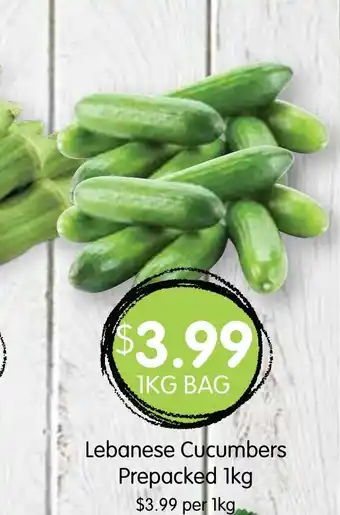 Spudshed Lebanese Cucumbers Prepacked 1kg offer