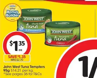 Coles John West Tuna Tempters 95g offer