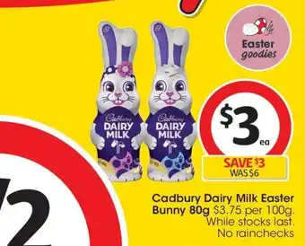 Coles Cadbury Dairy Milk Easter Bunny 80g offer