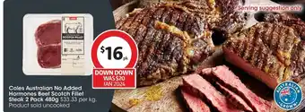 Coles Coles Australian No Added Hormones Beef Scotch Fillet Steak 2 Pack offer
