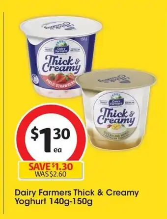 Coles Dairy Farmers Thick & Creamy Yoghurt 140g-150g offer
