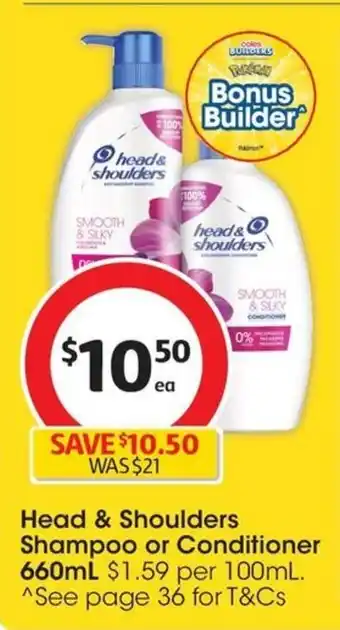 Coles Head & Shoulders Shampoo or Conditioner 660mL offer