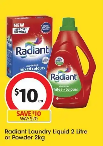 Coles Radiant Laundry Liquid 2 Litre or Powder 2kg offer