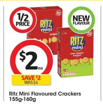 Coles Ritz Mini Flavoured Crackers 155g-160g offer