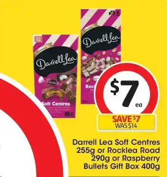 Coles Darrell Lea Soft Centres 255g or Rocklea Road 290g or Raspberry Bullets Gift Box 400g offer