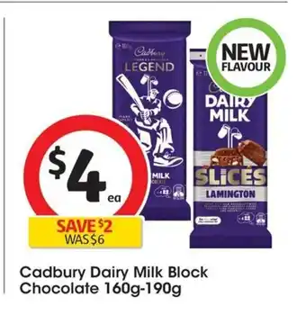 Coles Cadbury Dairy Milk Block Chocolate 160g-190g offer