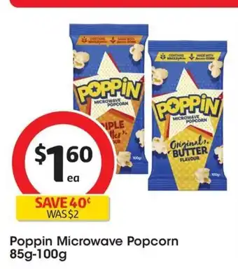 Coles Poppin Microwave Popcorn 85g-100g offer