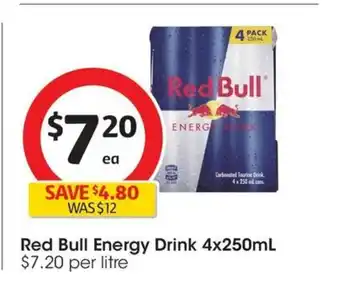 Coles Red Bull Energy Drink 4x250mL offer
