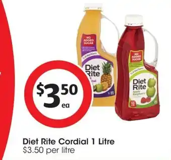 Coles Diet Rite Cordial 1 Litre offer