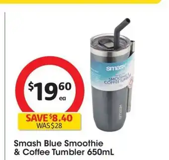 Coles Smash Blue Smoothie & Coffee Tumbler 650mL offer