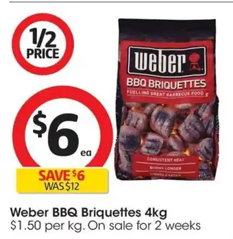 Coles Weber BBQ Briquettes 4kg offer