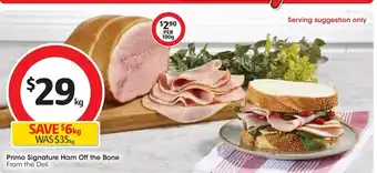Coles Primo Signature Ham Off the Bone offer