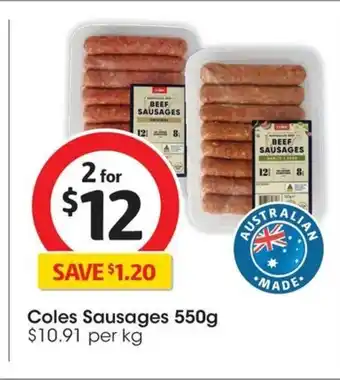 Coles Coles Sausages 550g offer