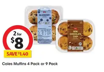 Coles Coles Muffins 4 Pack or 9 Pack offer