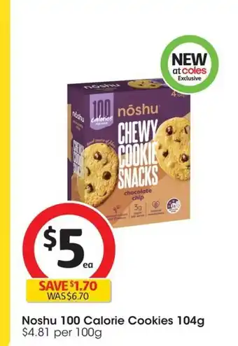 Coles Noshu 100 Calorie Cookies 104g offer