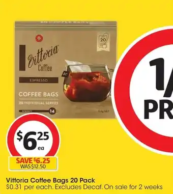 Coles Vittoria Coffee Bags 20 Pack offer