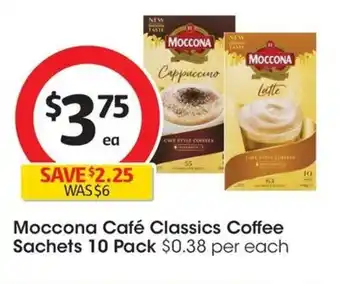 Coles Moccona Café Classics Coffee Sachets 10 Pack offer