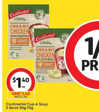 Coles Continental Cup A Soup 2 Serve 50g-75g offer