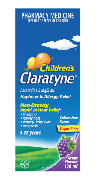Claratyne children's hayfever & allergy relief grape flavour syrup 120ml