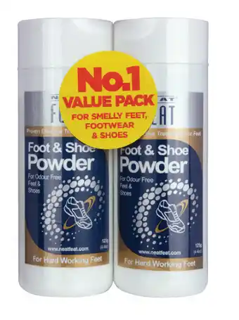 Discount Drug Stores Neat feat foot & shoe powder twin pack 125g offer