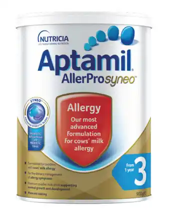 Aptamil allerpro syneo 3 allergy premium toddler milk drink from 1 year 900g