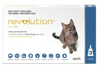 Revolution flea & worm control for cats 2.6-7.5kg 3 pack