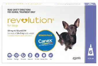 Discount Drug Stores Revolution flea & worm control for dogs 2.6-5kg 6 pack offer
