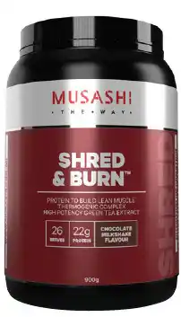 Discount Drug Stores Musashi shred & burn chocolate flavour 900g offer