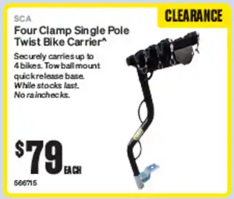 Four Clamp Single Pole Twist Bike Carrier