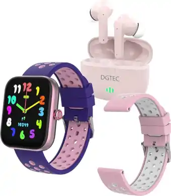BIG W DGTEC 1.8 Smart Watch and Earphones Bundle - Purple/Pink offer